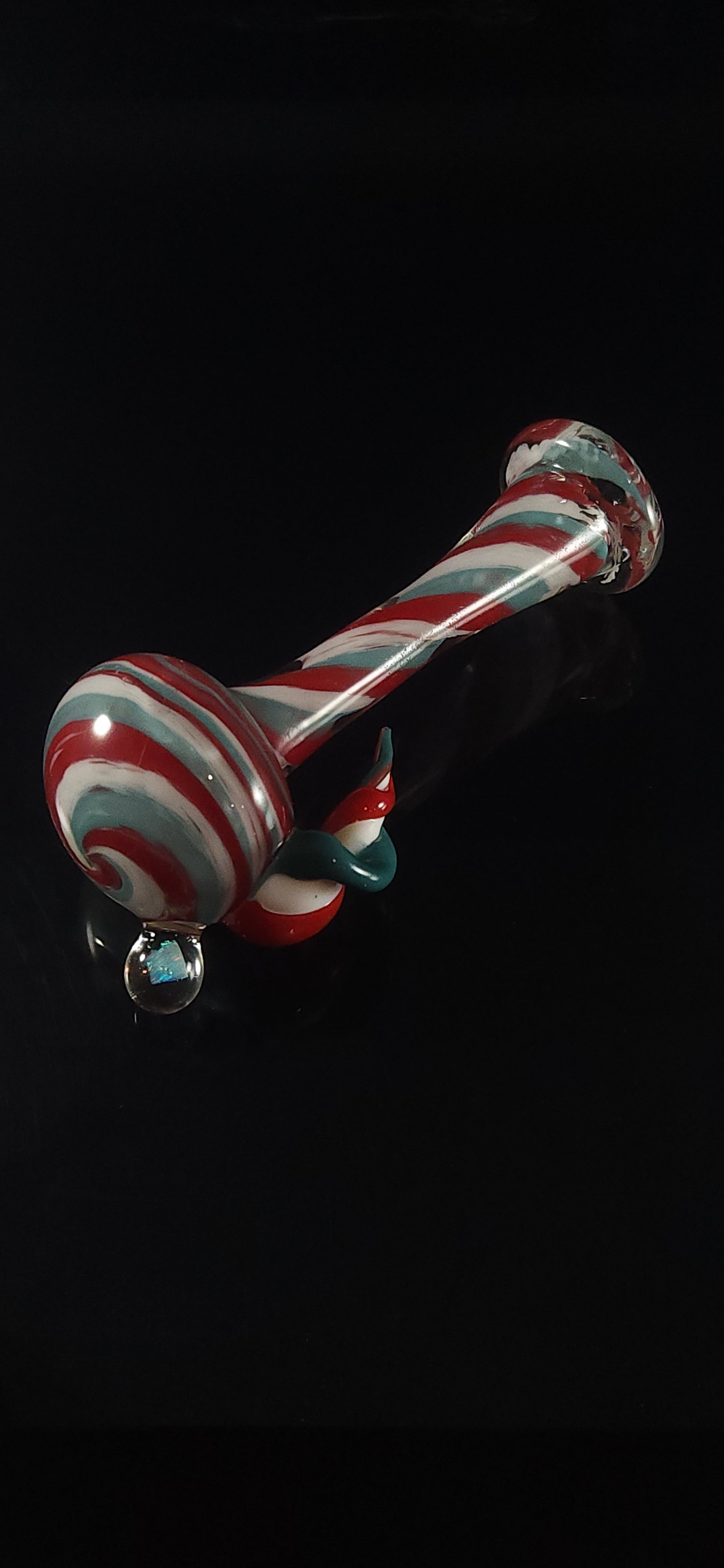 Red white and blue spiral horned spoon pipe