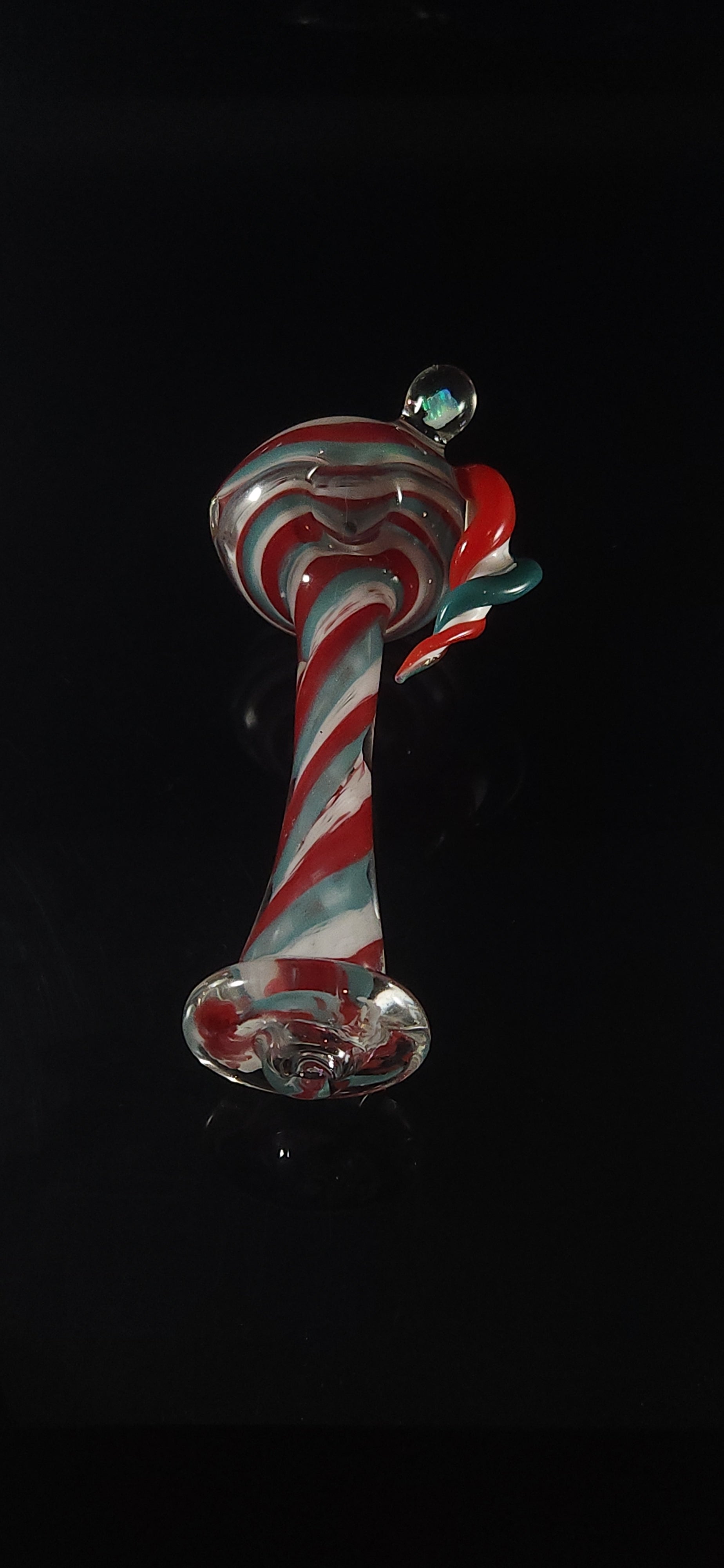 Red white and blue spiral horned spoon pipe